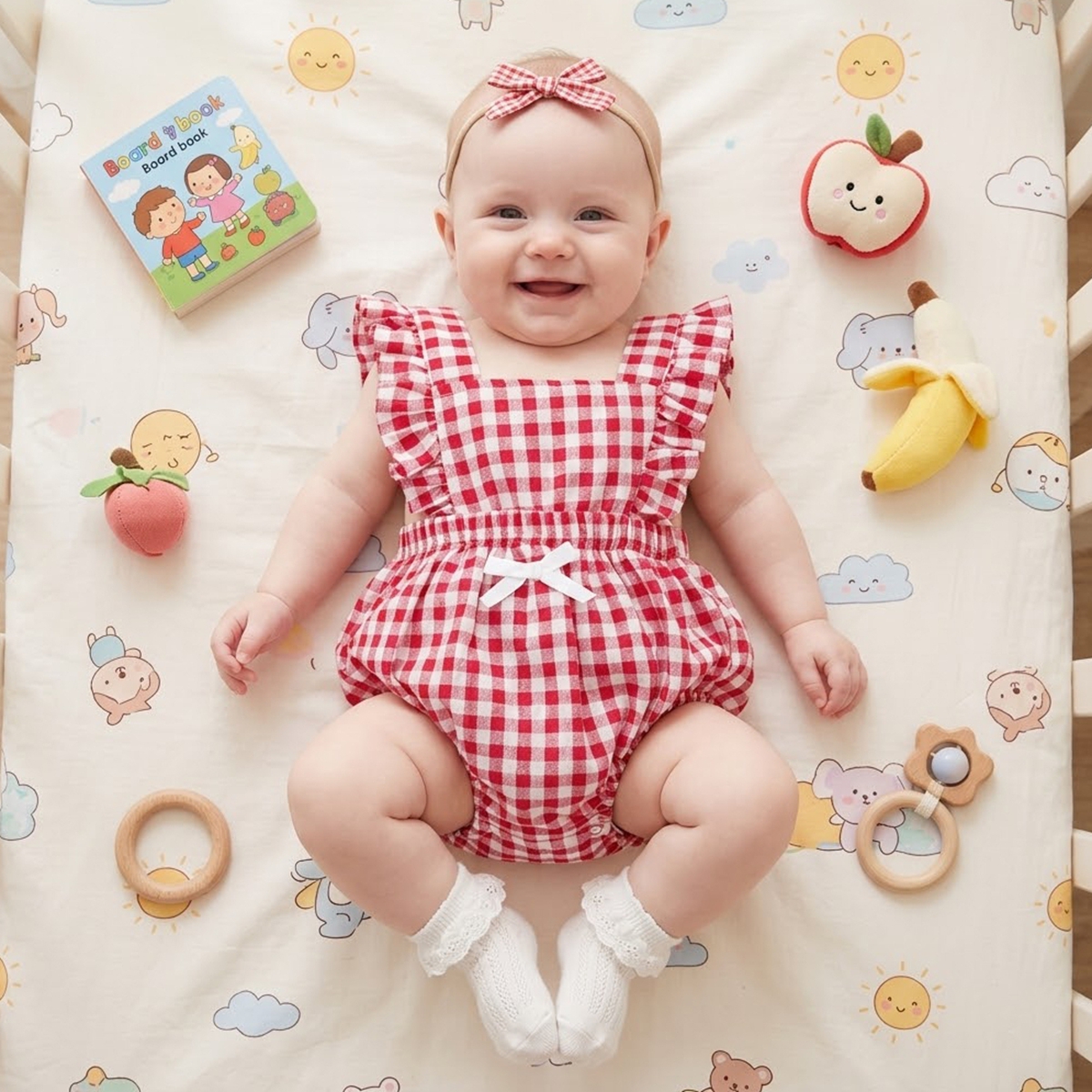 Baby Clothing Onesies - Cotton Baby Girls Onesies Bow Plaid