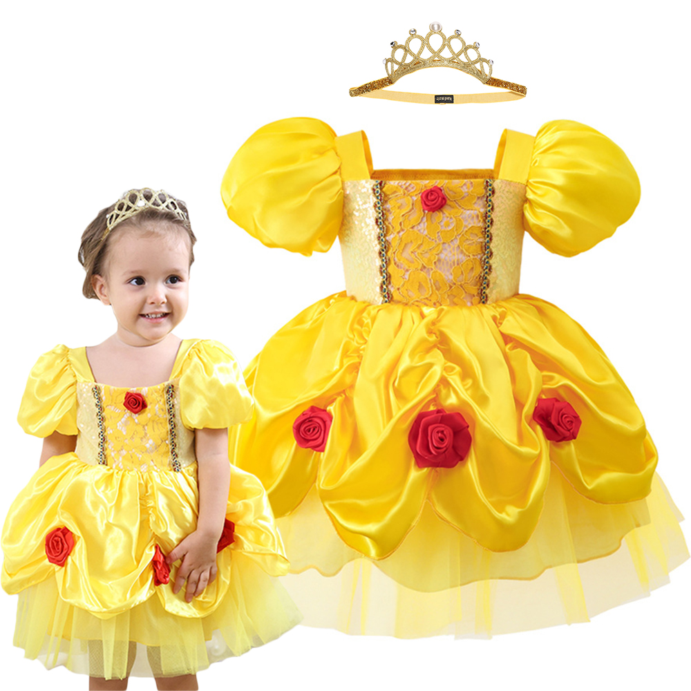 Baby Clothing Yellow - 6M-3Y Baby Girl Princess Costume Summer
