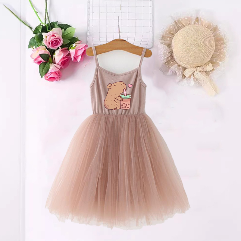 Baby Clothing Girls - Capybara Girls Dresses Anime Printed Cute