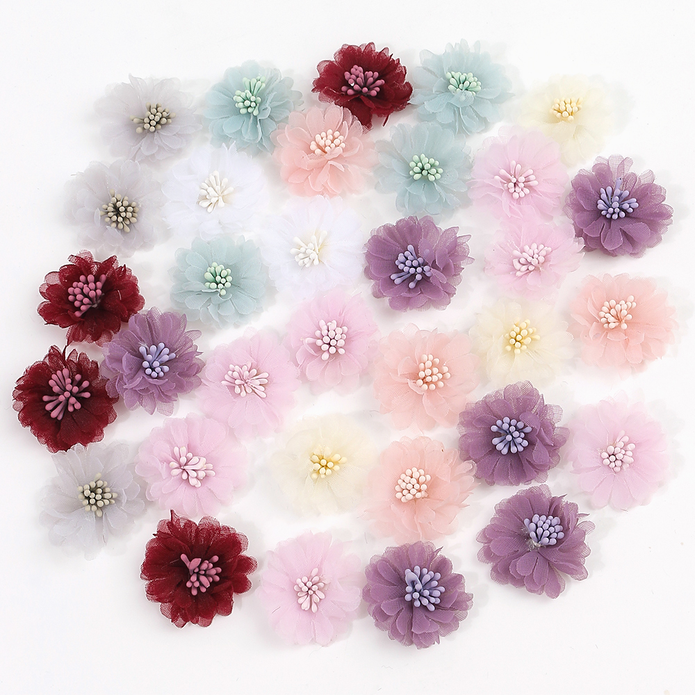 10Pcs 4cm Chiffon Flowers Head - Baby Clothing Yarn のレビューと価格