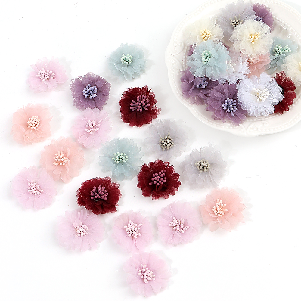 10Pcs 4cm Chiffon Flowers Head - Baby Clothing Yarn のレビューと価格